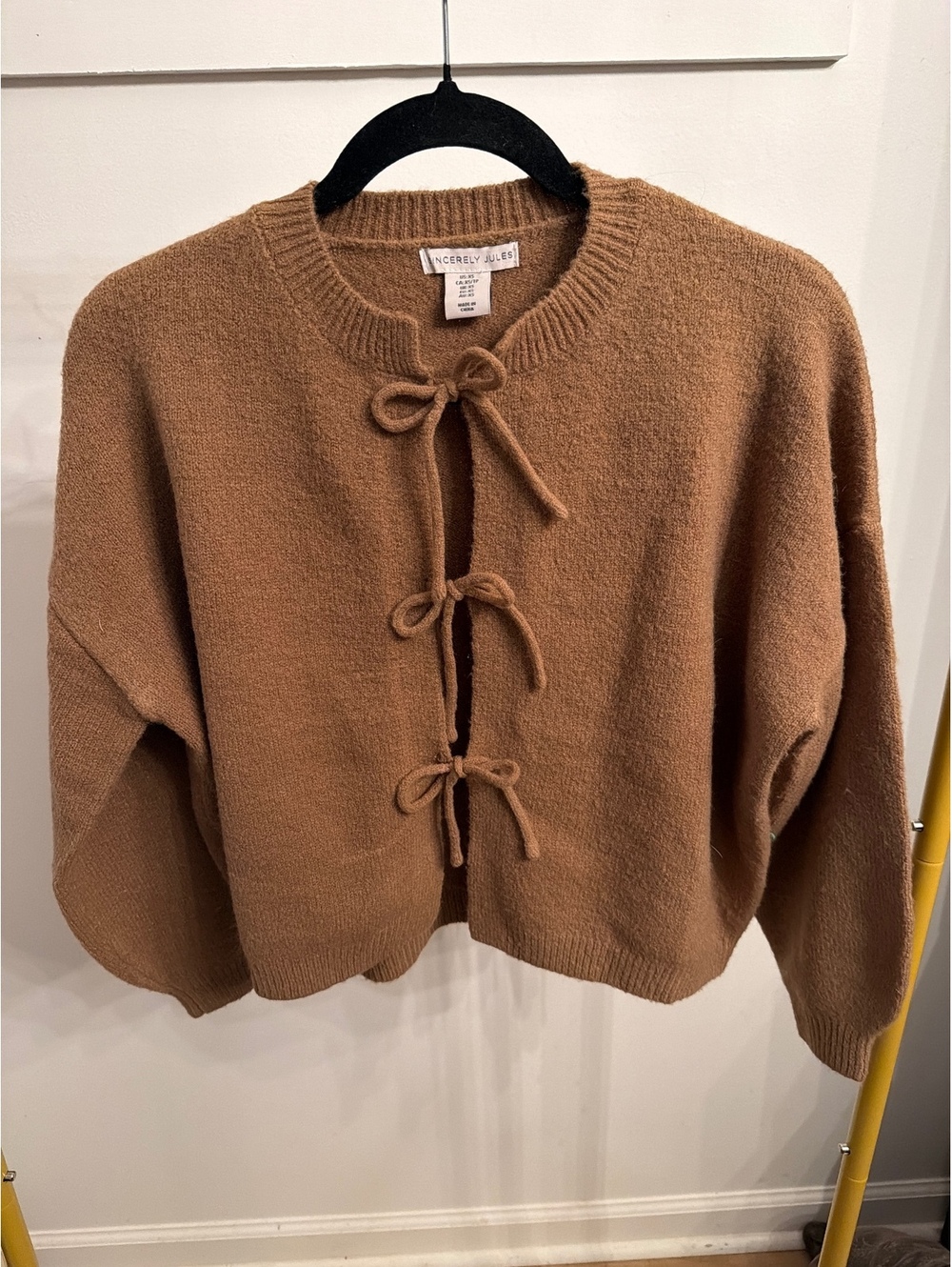 Sincerely Jules Brown Tie-Front Cardigan Sweater XS
